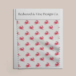 Mini Red Crab Nautical Preppy Print Fabric