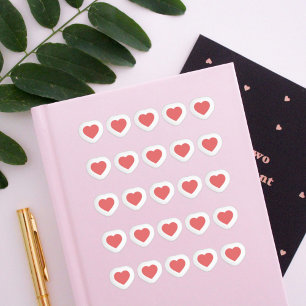 Mini Red Hearts Stickers Set