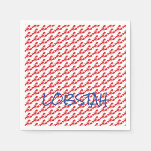 Mini Red Lobsters White Maine Blue LOBSTAH locals Napkin