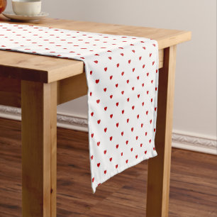 Mini Red Velvet Hearts Short Table Runner