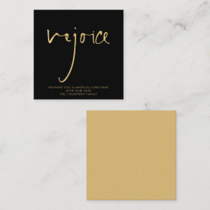 MINI Rejoice Elegant Script Gold Black Holiday Card