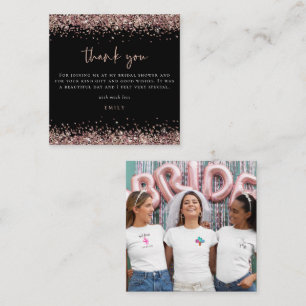 MINI Rose Gold Glitter Photo Bridal Shower Thanks Card