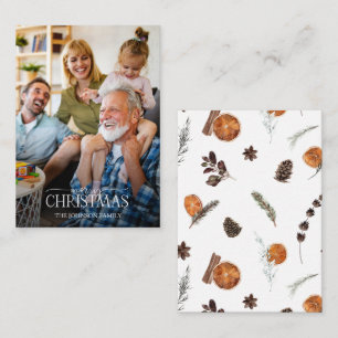 Mini Rustic Orange Merry Christmas Script Photo Card