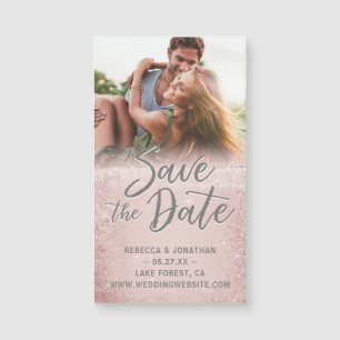 Mini Save the Date Magnets Cheap   Rose Gold Grey