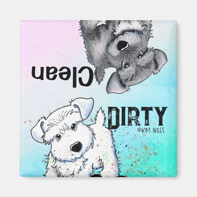Mini Schnauzer Clean Dirty Dishwasher Magnet (Front)