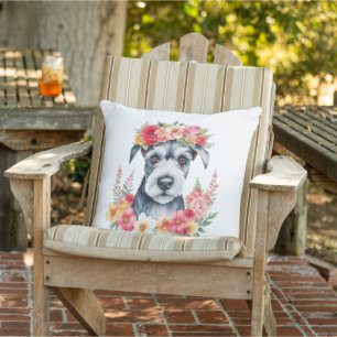 Mini Schnauzer Floral Cushion