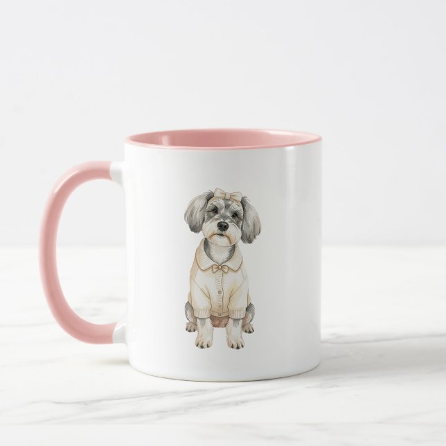 Mini Schnauzer Girl Dog Illustration Mug (Left)