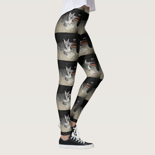 Mini_Schnauzer laying Leggings (Right)