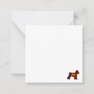MINI SCHNAUZER RED PLAID WITH GOLD JOY CARD