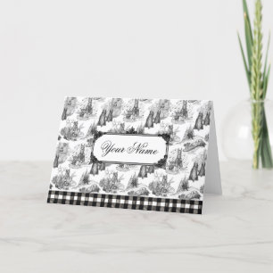 MINI SCHNAUZER Terrier Black Toile w/Custom Name Thank You Card