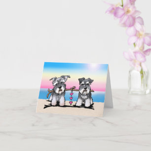 Mini Schnauzers Beach Note Card