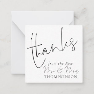 MINI Script New Mr Mrs Wedding Any Colour Thanks Card