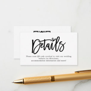 Mini Script QR Code Wedding Details Enclosure Card