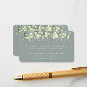 Mini Seafoam Snowberry+Eucalyptus Online RSVP Enclosure Card
