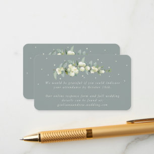 Mini Seafoam Snowberry+Eucalyptus Online RSVP Enclosure Card