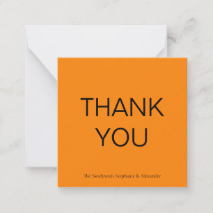 Mini Simple Autumn Orange Thank You Square Card