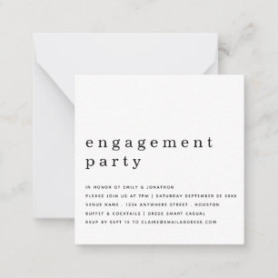 MINI Simple Black White Engagement Party Invite