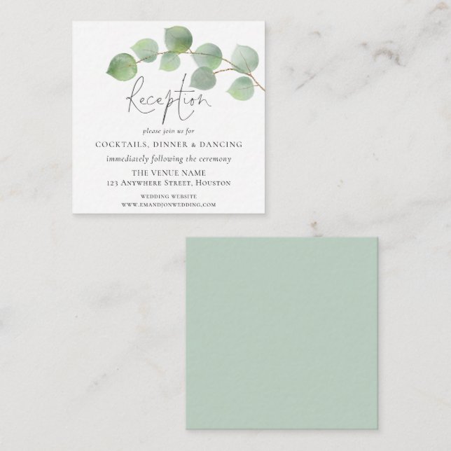 MINI | Simple Eucalyptus Wedding Reception Details Enclosure Card (Front/Back)