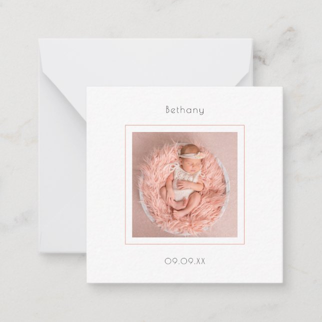 MINI Simple Photo Baby Girl Birth Announcement (Front)