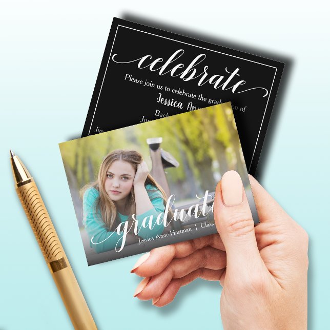MINI Size 3.5" X 2.5" Grad  Photo Invite Cards (Small 3.5" x 2.5" graduation party cards to hand out or include in your graduation announcements.)
