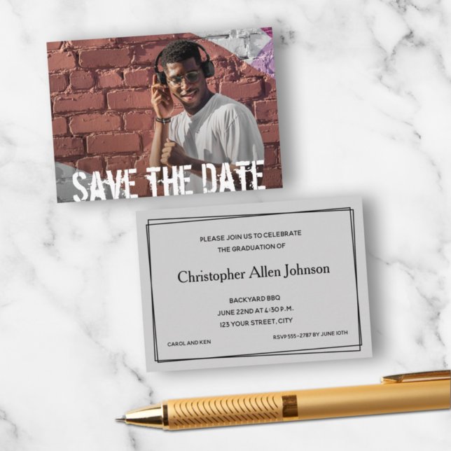 MINI Size 3.5" X 2.5" Photo Graduate Invitations (Small 3.5" x 2.5" graduation party cards to hand out or include in your graduation announcements.)