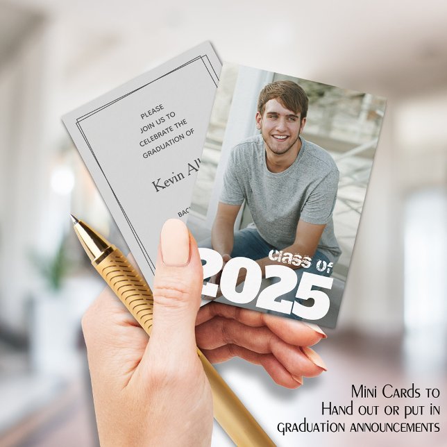 MINI Size 3.5" X 2.5" Photo Graduation Invitations (Small 3.5" x 2.5" graduation party cards to hand out or include in your graduation announcements.)