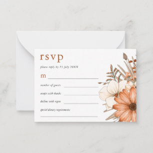 MINI SIZE Elegant Autumn Florals Wedding RSVP Card