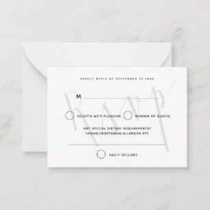 MINI SIZE Elegant Grey Script Text Overlay RSVP Card