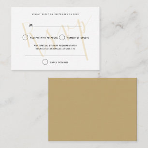 MINI SIZE Elegant Script Text Overlay Gold RSVP Card