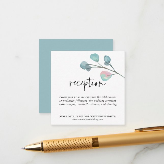 MINI SIZE  Eucalyptus Wedding Reception Details Enclosure Card (Front/Back In Situ)