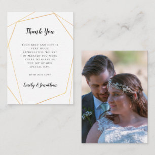 MINI SIZE   Gold Geometric Wedding Thank You Card