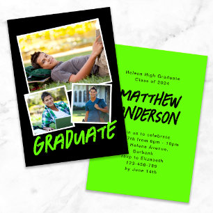 MINI SIZE Lime Green Photos Graduation Invitation