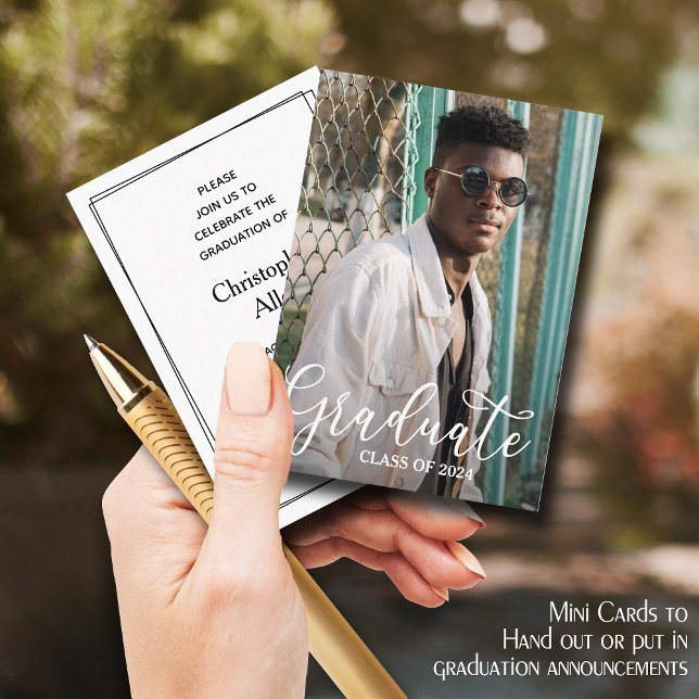 MINI Size Photo Graduation Invitations (SMALL business card size to hand out or put in your graduation announcements (no envelopes))