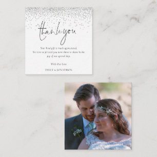 MINI SIZE Silver Glitter Photo Wedding Thank You Card