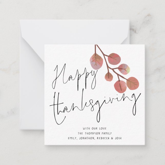 MINI SIZE Simple Foliage Happy Thanksgiving Card (Front)