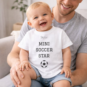 Mini Soccer Star Custom Baby Name Outfit T-Shirt