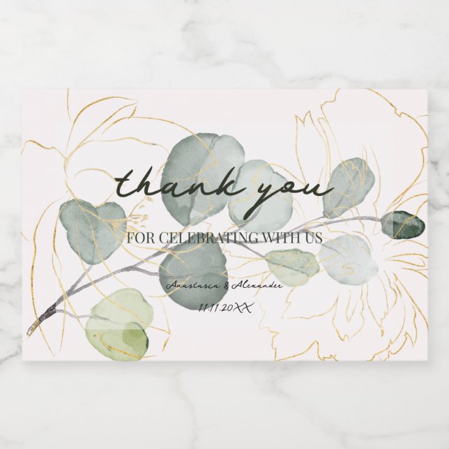 Mini Sparkling Wine Bottle Labels Thank You (Single Label)