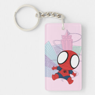 Mini Spider-Man & City Graphic Key Ring
