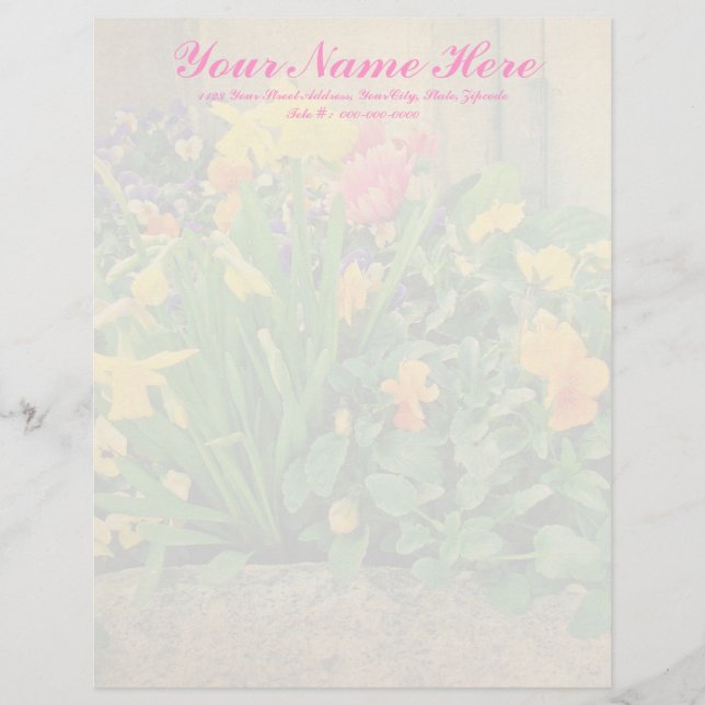 Mini Springtime Garden Personalized Letterhead (Front)