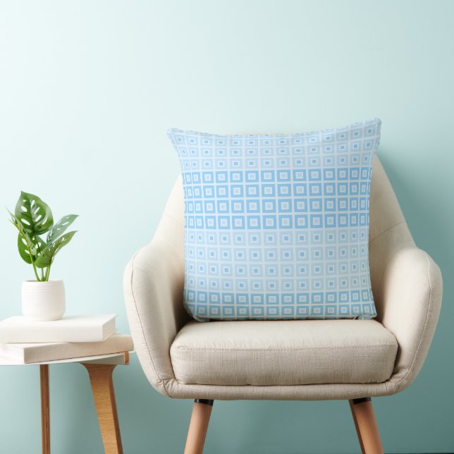 Mini Squares In Squares Baby Blue Cushion (Chair)