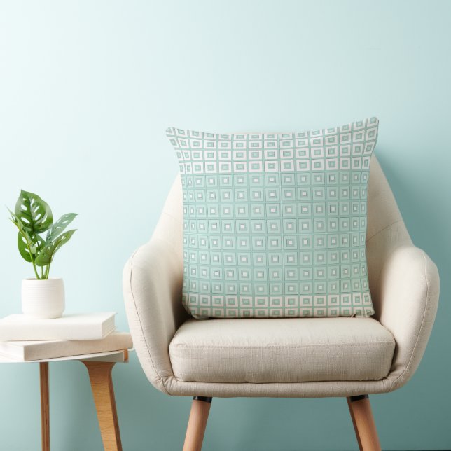 Mini Squares In Squares Duck Egg Green White  Cushion (Chair)