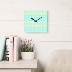 Mini Squares In Squares Mint Spearmint  Square Wall Clock