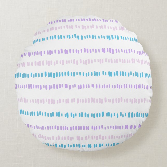 Mini Strokes Pattern Turquoise Purple Pink Round Cushion (Front)