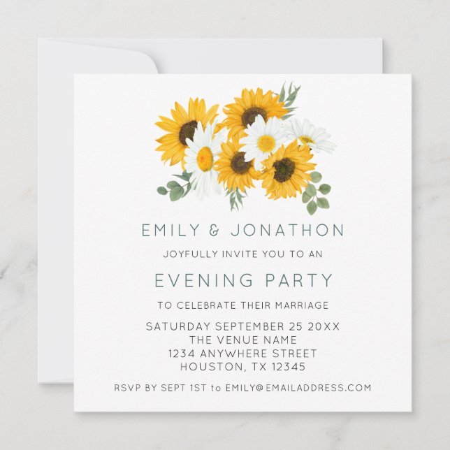 MINI Sunflowers Wedding Evening Party Invite (Front)