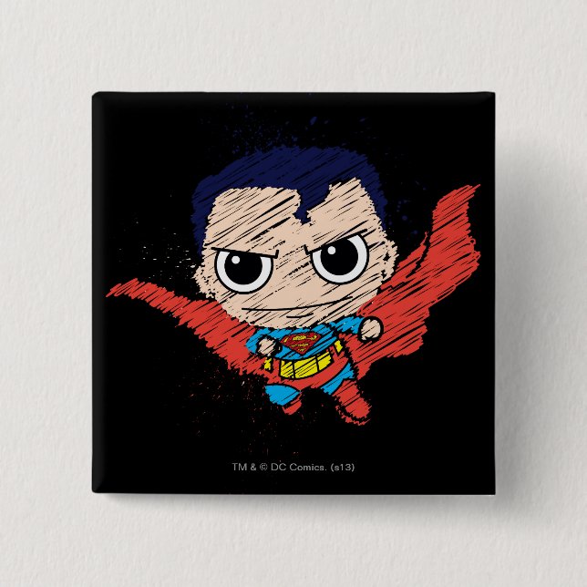 Mini Superman Sketch 15 Cm Square Badge (Front)
