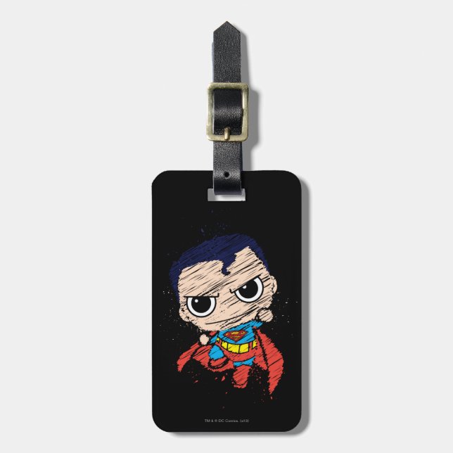 Mini Superman Sketch - Flying Luggage Tag (Front Vertical)