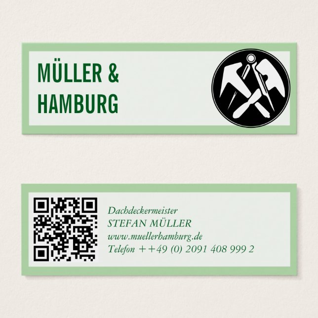 Mini Visitenkarten Dachdecker QR Code (Front & Back)