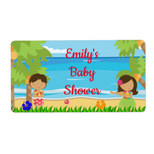 Mini water bottle label luau baby shower