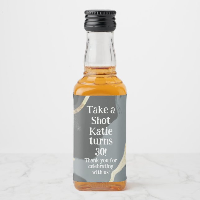 Mini Whiskey Botlle Label, Liquor Label - Birthday (Front)