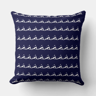 mini white DOLPHIN  on navy blue pillow
